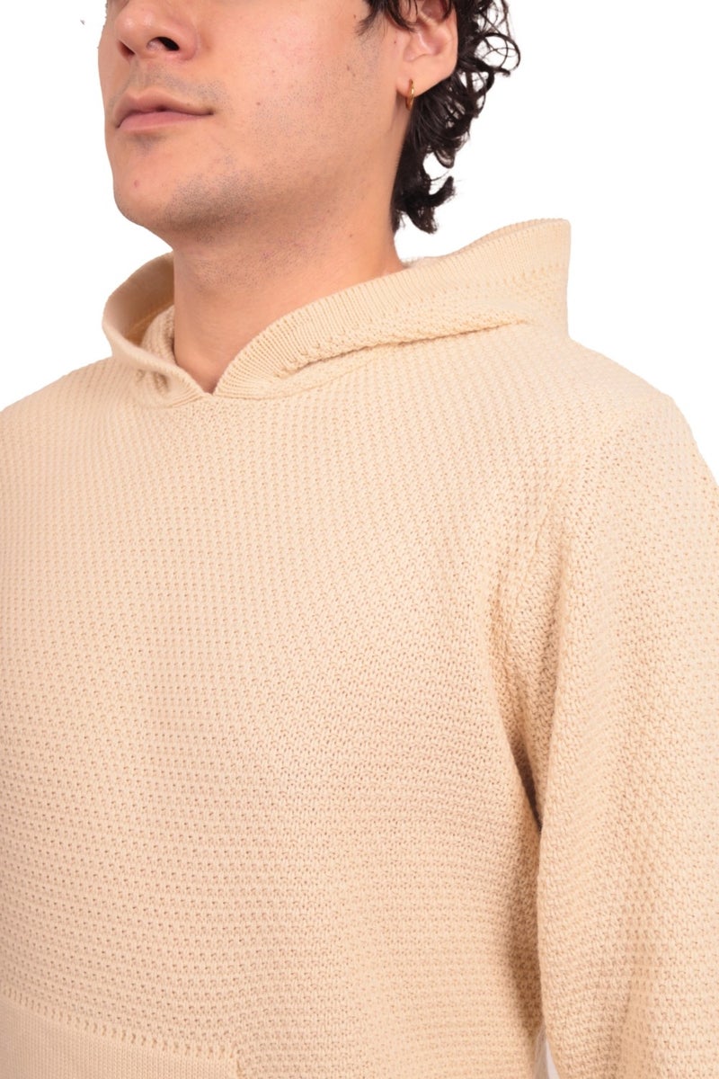 Rtd & Vld Rtd&vld Men's Hooded Knitted Sweater Beige  - Image 5