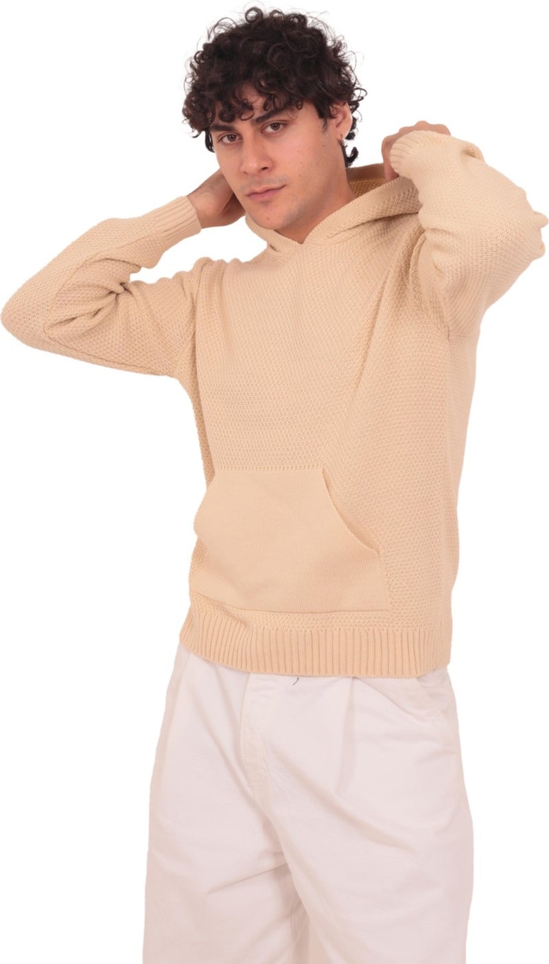 Rtd & Vld Rtd&vld Men's Hooded Knitted Sweater Beige  - Image 2