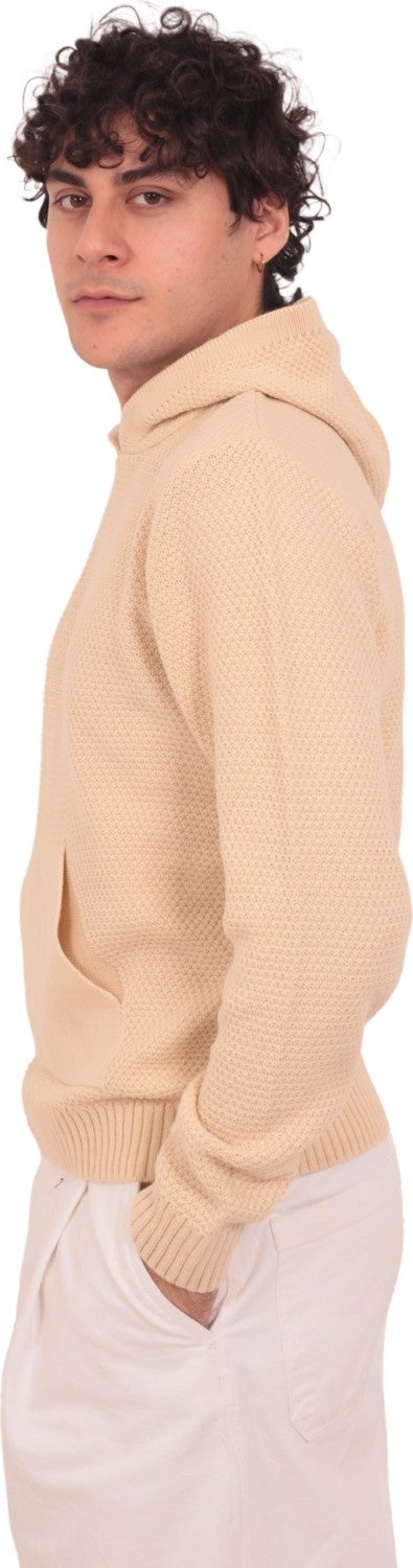Rtd & Vld Rtd&vld Men's Hooded Knitted Sweater Beige  - Image 1