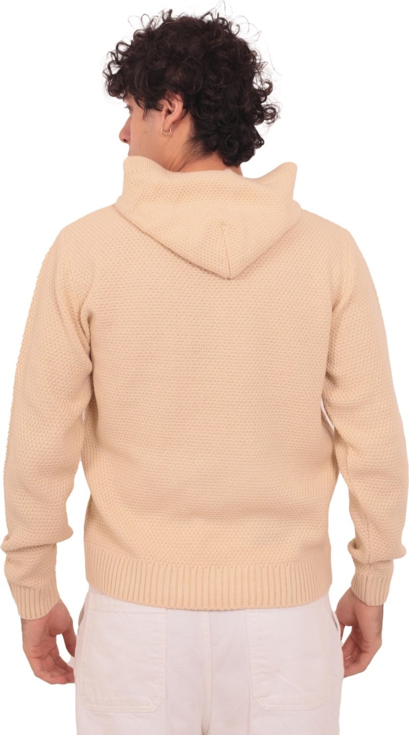 Rtd & Vld Rtd&vld Men's Hooded Knitted Sweater Beige  - Image 4