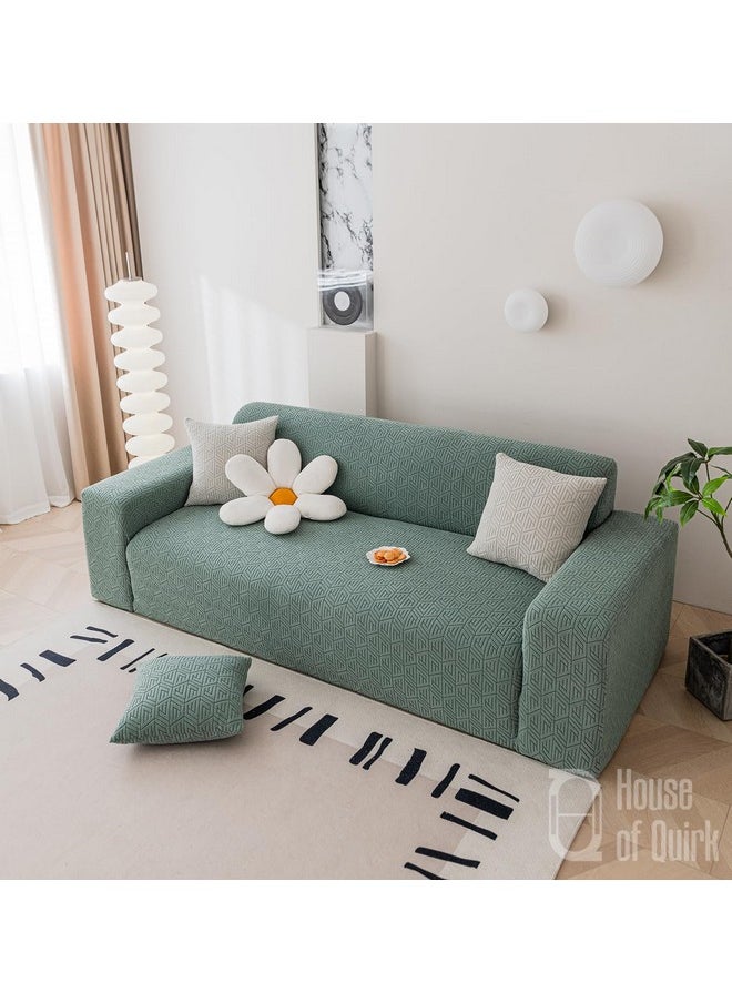 HOUSE OF QUIRK House of Quirk Universal Triple Seater 220 GSM Jacquard Grain Texture Fabric Sofa Cover Soft Touching Cover for Couch Flexible Stretch Sofa Slipcover (Green, 190-230cm)  - Image 4