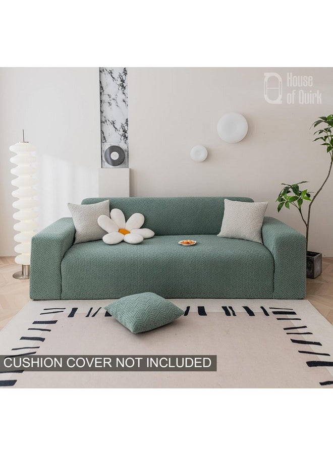 HOUSE OF QUIRK House of Quirk Universal Triple Seater 220 GSM Jacquard Grain Texture Fabric Sofa Cover Soft Touching Cover for Couch Flexible Stretch Sofa Slipcover (Green, 190-230cm)  - Image 2