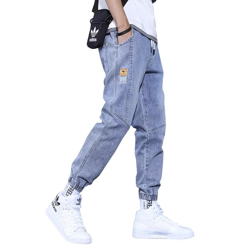 Jeans Men'S Summer Plus Size Workwear Loose Nine-Point Pants Harem Casual Leg-Tie Long Pants For Men - Image 2