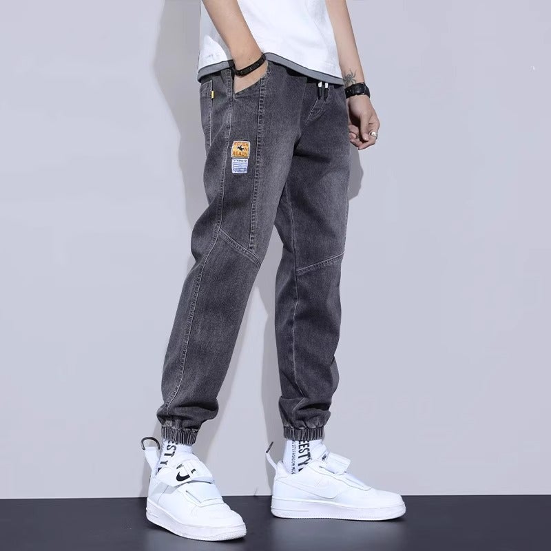 Jeans Men'S Summer Plus Size Workwear Loose Nine-Point Pants Harem Casual Leg-Tie Long Pants For Men - Image 3