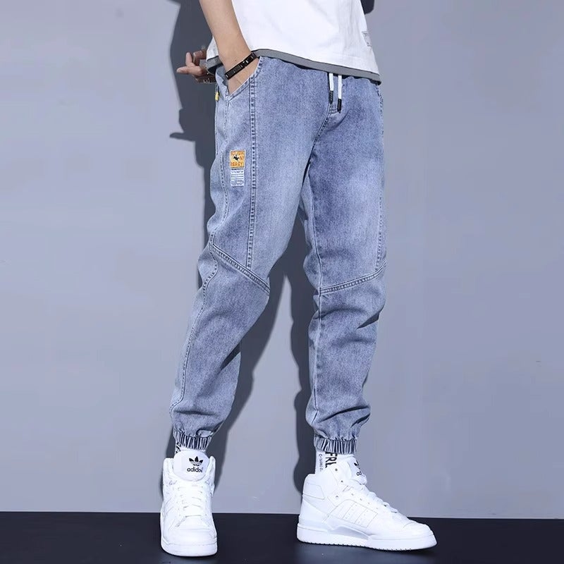 Jeans Men'S Summer Plus Size Workwear Loose Nine-Point Pants Harem Casual Leg-Tie Long Pants For Men - Image 5