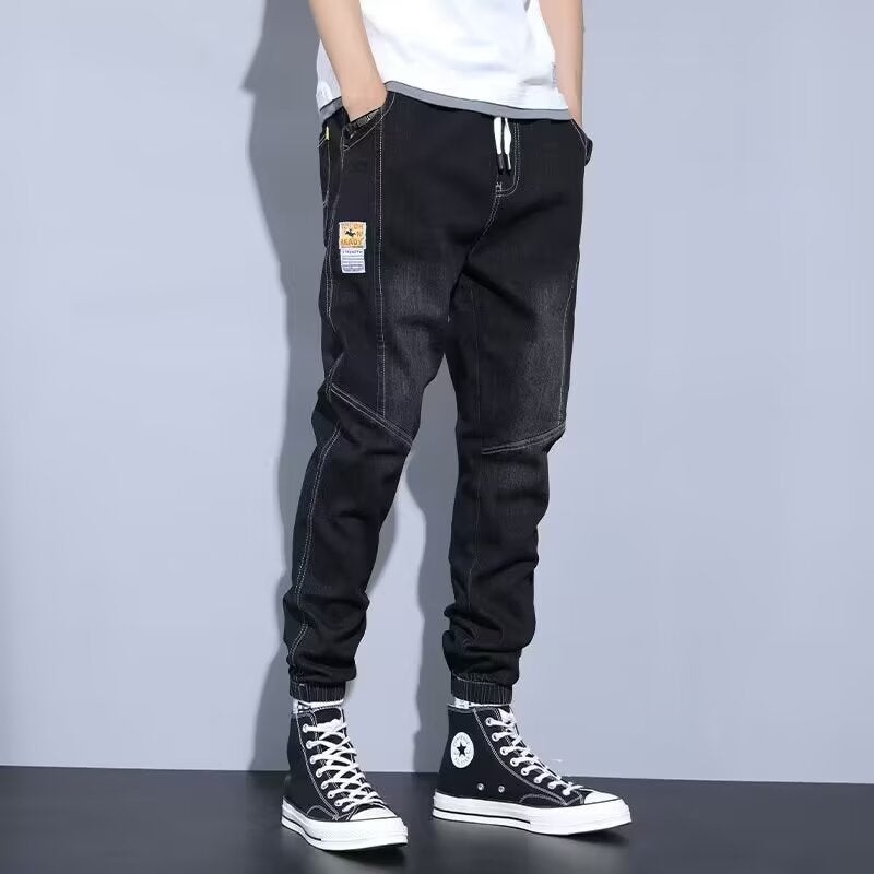Jeans Men'S Summer Plus Size Workwear Loose Nine-Point Pants Harem Casual Leg-Tie Long Pants For Men - Image 1