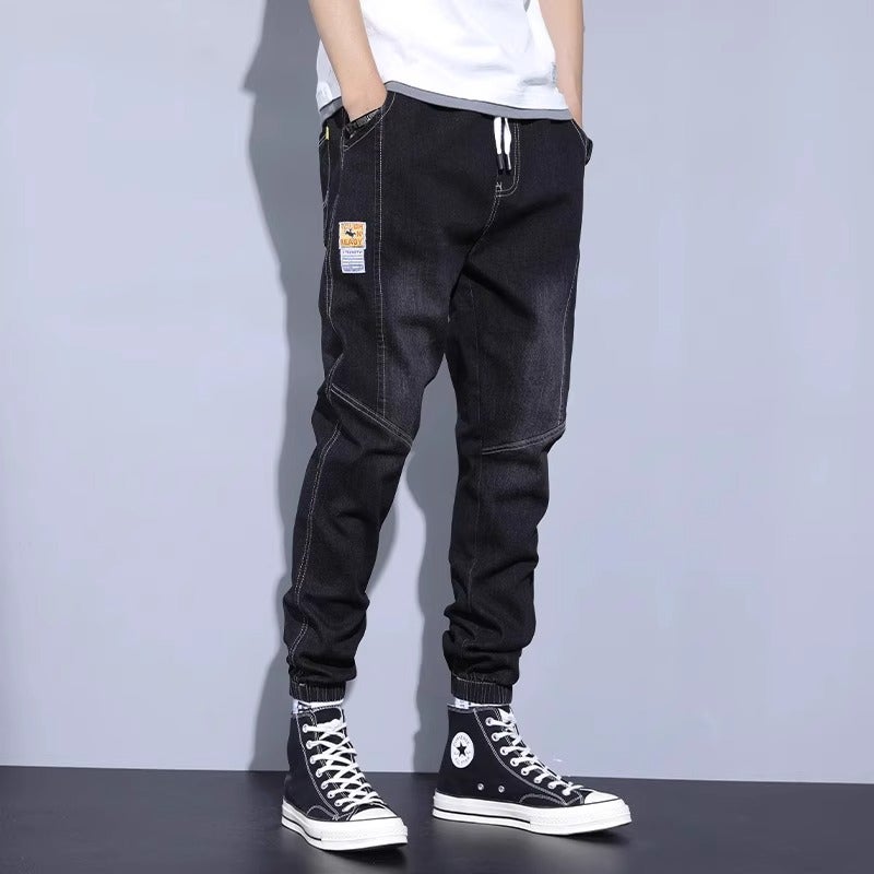 Jeans Men'S Summer Plus Size Workwear Loose Nine-Point Pants Harem Casual Leg-Tie Long Pants For Men - Image 4