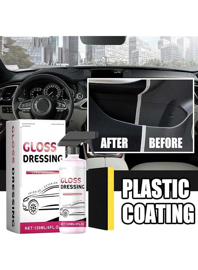 Azonee 120Ml Car Gloss Dressing Spray, Trim & Tire Dressing, Cars Ceramic Plastic Coating Trim Restore, Shines & Protects Plastic, Restore Faded Plastics, Plastic Restorer For Cars Ceramic Plastic Coating  - Image 3
