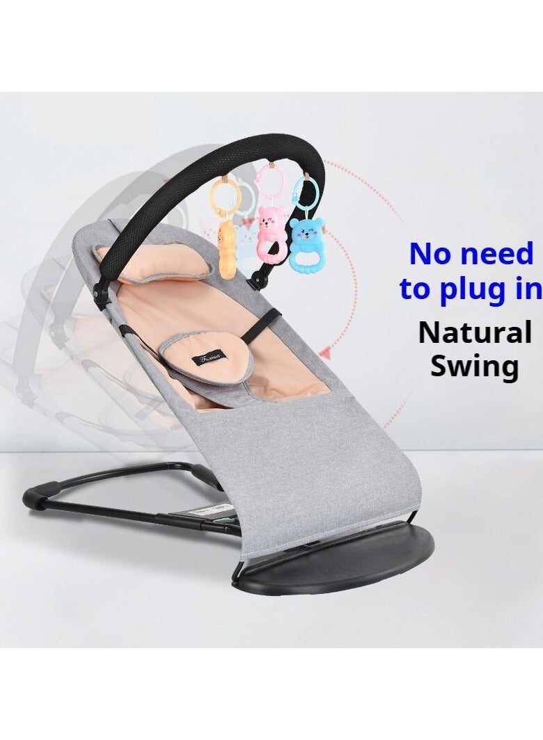 Favarey Baby Bouncer Rocker Chair 0-12 Months with 3-Point Harness 4 Adjustable Heights - Includes Detachable Quilt Pillow Toy Rack & Mosquito Net - Portable Infant Seat Newborn Bouncer and Rocking Swing - Image 3
