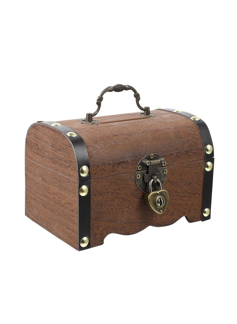 Wooden Treasure Box Retro Vintage Storage Box with Lock Box Kids Treasure Box for Jewelry Collection - Image 1