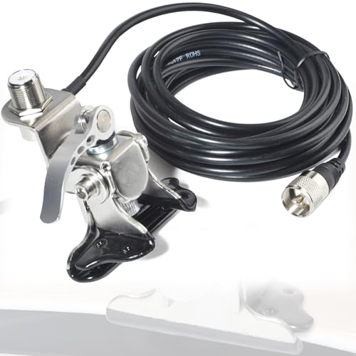 HYS Stainless Steel Adjustable Car Antenna Mount Bracket with SO239 to PL-259 Connector & 16.4ft RG-58 Coax Cable for Trunk Lid Hatchback, Truck, SUV, RV, Ham CB Radio - Image 1