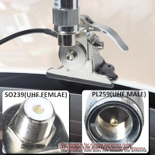 HYS Stainless Steel Adjustable Car Antenna Mount Bracket with SO239 to PL-259 Connector & 16.4ft RG-58 Coax Cable for Trunk Lid Hatchback, Truck, SUV, RV, Ham CB Radio - Image 3