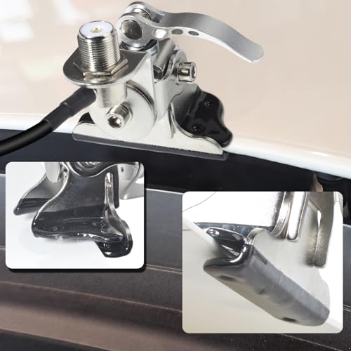 HYS Stainless Steel Adjustable Car Antenna Mount Bracket with SO239 to PL-259 Connector & 16.4ft RG-58 Coax Cable for Trunk Lid Hatchback, Truck, SUV, RV, Ham CB Radio - Image 2