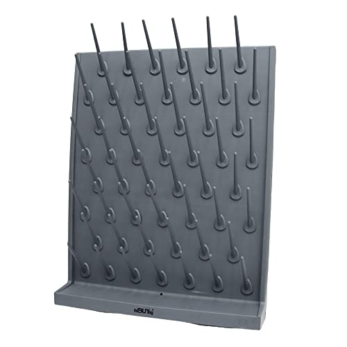 INTBUYING Bottle Drying Rack Pegboard Wall Mounted Desk Grey 52 Pegs Removable PP Glassware Drying Draining Rack Educationlab Cleaning Equipment