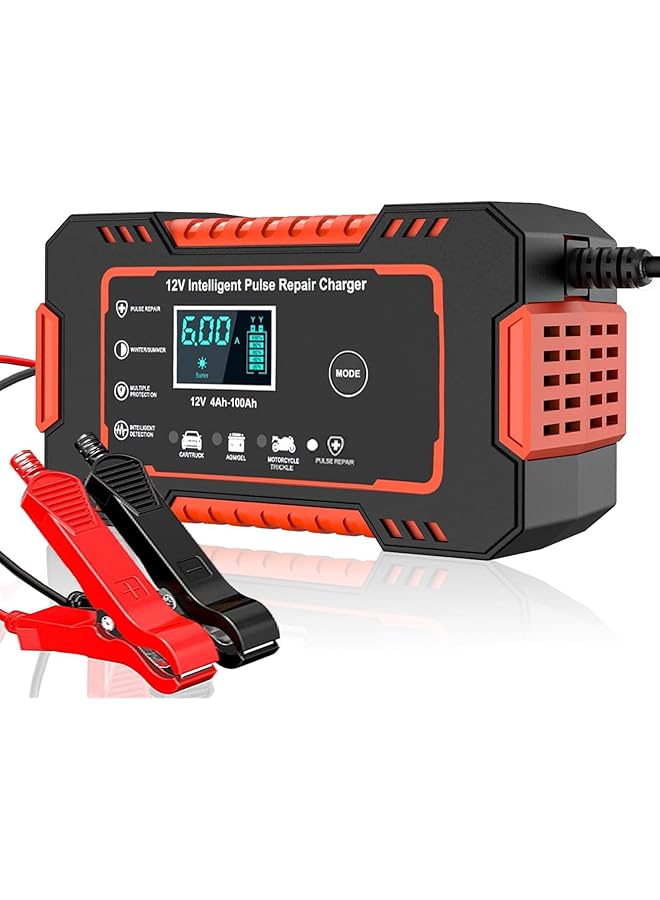 Car Battery Charger, 12V/6A Smart Fully Automatic Car Battery Charger/Maintainer With Temperature Compensation And Lcd Screen For Car/Truck/Motorcycle/Lawn Mower/Marine/Lead Acid Batteries - Image 1