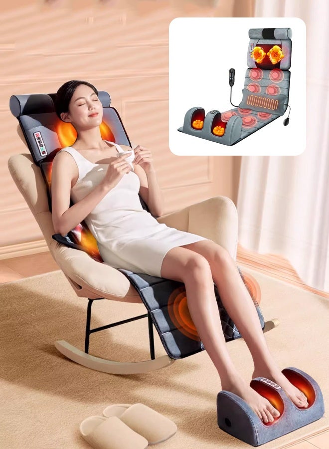 Portable Foldable Design Full Body Massage Mat with Adjustable Pillows Heating Pads, Back Massager Pad for Neck and Back Muscle Relaxation Full Body Massage - Image 1