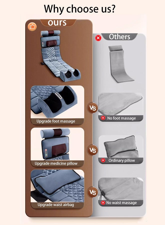 Portable Foldable Design Full Body Massage Mat with Adjustable Pillows Heating Pads, Back Massager Pad for Neck and Back Muscle Relaxation Full Body Massage - Image 2