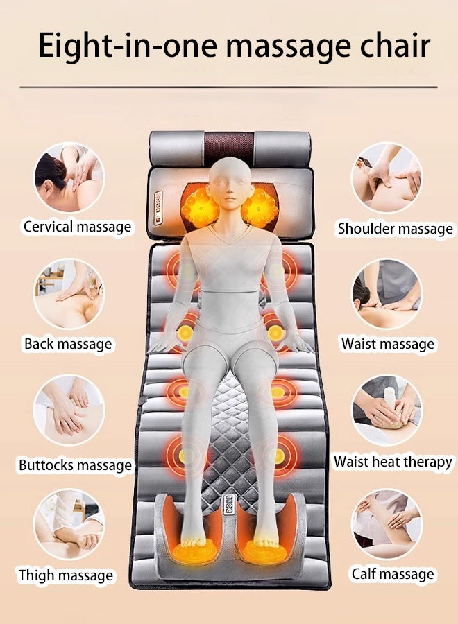 Portable Foldable Design Full Body Massage Mat with Adjustable Pillows Heating Pads, Back Massager Pad for Neck and Back Muscle Relaxation Full Body Massage - Image 3