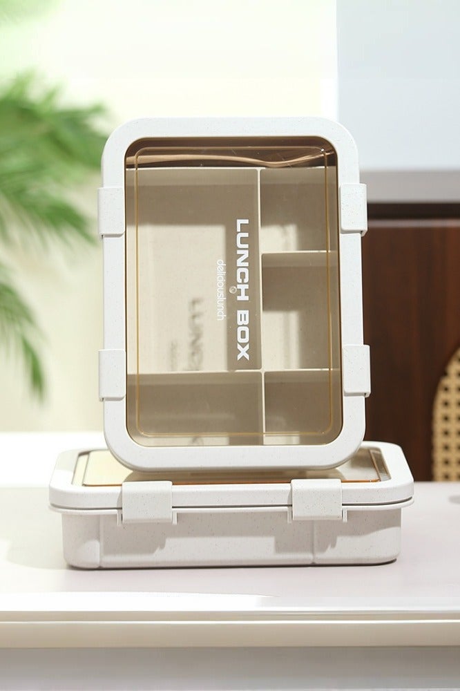 KELIO 1500ML Lunch Box,Leak-proof Bento Box,Lunch Box Containers,Spoon,Forks,Minimalist Design Food Storage Box (Khaki Set) - Image 2