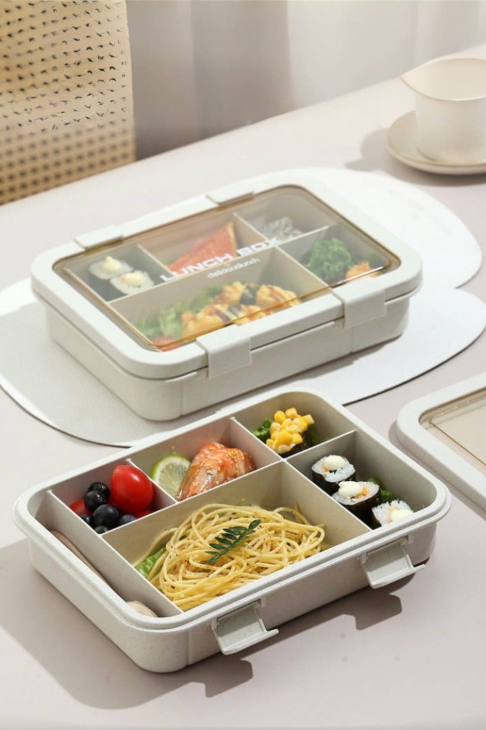 KELIO 1500ML Lunch Box,Leak-proof Bento Box,Lunch Box Containers,Spoon,Forks,Minimalist Design Food Storage Box (Khaki Set) - Image 3