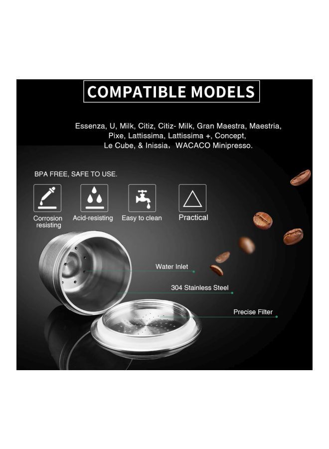 NIBEMINENT Stainless Steel Coffee Capsule With Tamper Press Silver (36.7x26.9x23), (80x24.5)millimeter - Image 2