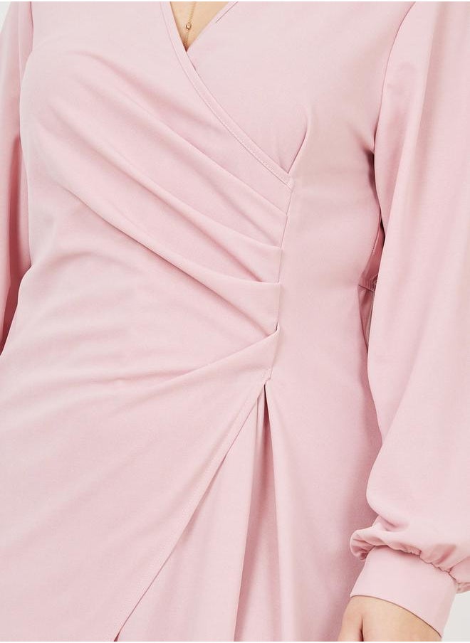 Styli Plus Pleated Collared A-line Midi Dress  - Image 3