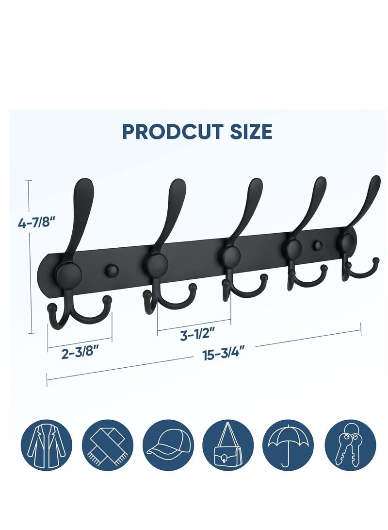 Loquat Wall Mounted Coat Rack, Five Heavy Duty Tri Hooks All Metal Construction for Jacket Coat Hat in Mudroom Entryway (Matte Black, 1-Pack)  - Image 3