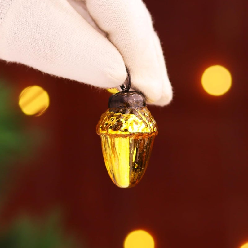 Indian-Shelf 200 Pieces Glass Gold Christmas Ornaments Decorative Mercury Mini Vintage Bulk Hanging Ornaments for Halloween Christmas Tree New Year Valentine Day Holidays Event and Wedding Party Decor - Image 3