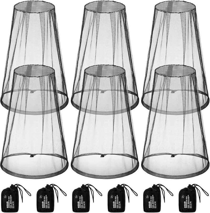 Hestya 6 Pack Mosquito Head Net Bug Head Net Insects Mesh Head Net for Outdoor Face Neck Head Protecting - Image 1