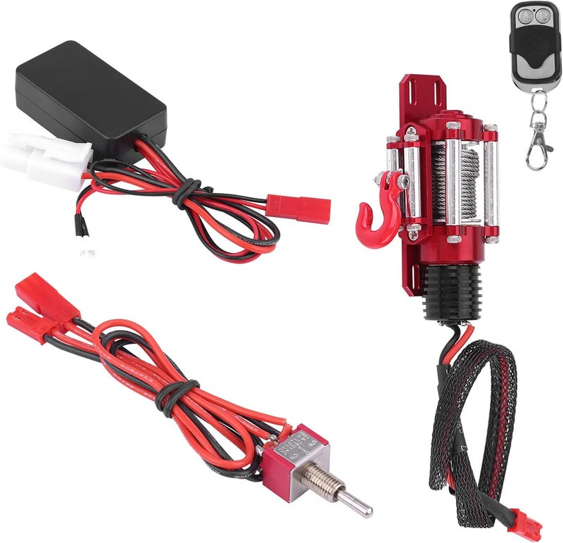 klarako RC Winch, 1/10 Electric Metal Winch Model Vehicle Crawler Car Accessory with Remote Controller, Max Load 3kg - Image 3