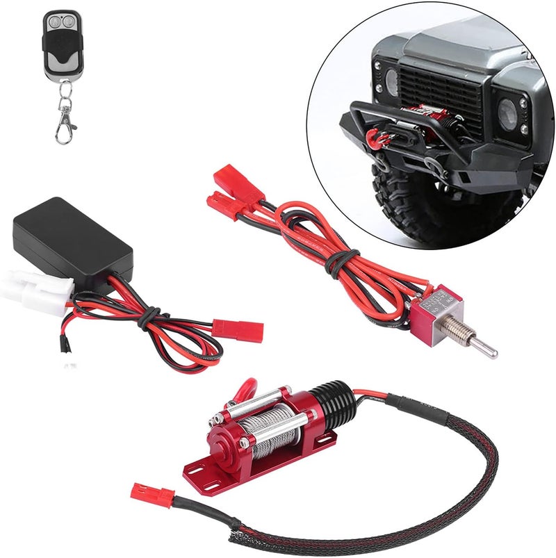 klarako RC Winch, 1/10 Electric Metal Winch Model Vehicle Crawler Car Accessory with Remote Controller, Max Load 3kg - Image 2
