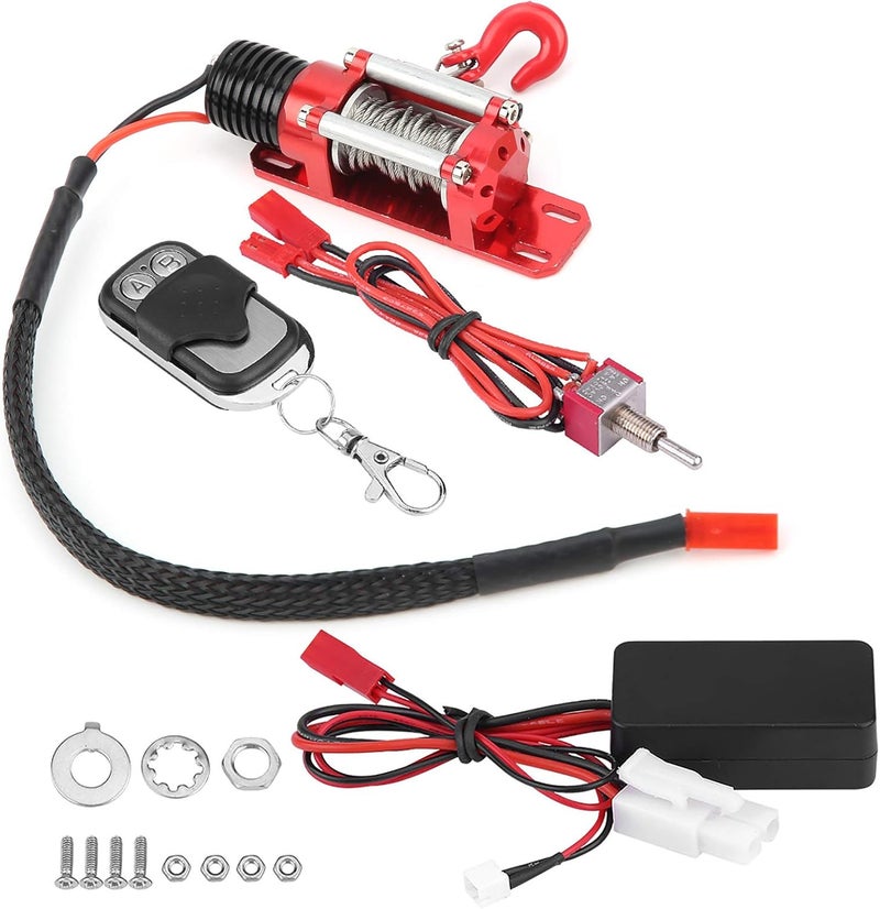 klarako RC Winch, 1/10 Electric Metal Winch Model Vehicle Crawler Car Accessory with Remote Controller, Max Load 3kg - Image 1