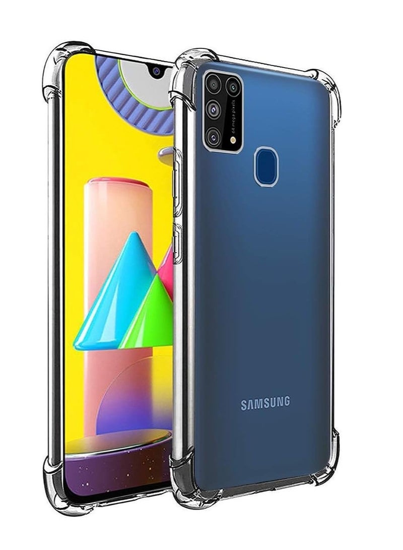 (Samsung Galaxy M31) Clear Case Slim Fit Flexible TPU Shockproof Corners Cover for Samsung Galaxy M31