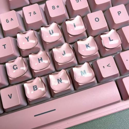 MayeBridge Cat Keycap,Kitty Keyboard Key Caps, Raised Keyboard Stickers for Long Nails,Resin Kitten Comfortable Typing Keyboard Covers for Typing and Gaming for Laptop Desktop Christmas Gift (Cat Paw A,30pcs) - Image 1
