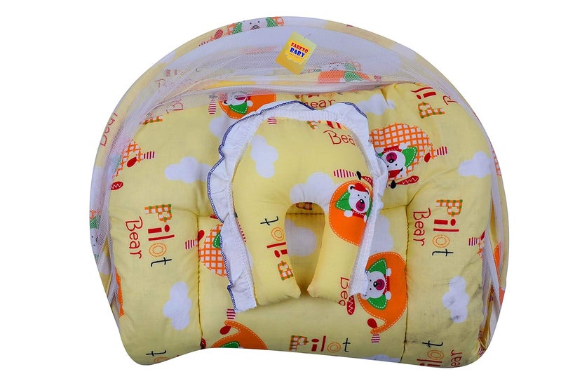 Fareto New Born Baby Combo of 1 Mosquito Net Bed and 4 Plastic Changing Diapers Waterproof MatMassage MatProtection Mat06 MonthsYellow - Image 4