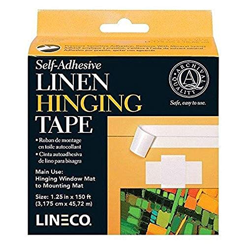 Lineco Self-Adhesive Linen Hinging Tape. Acid-Free, Neutral pH Fabric. 1.25 inches X 150 Feet. Trusted Tape for Hinging, Matboards, Mounting, Conservation, Framing, Craft, DIY. White. - Image 1