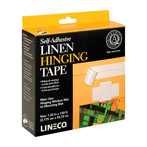 Lineco Self-Adhesive Linen Hinging Tape. Acid-Free, Neutral pH Fabric. 1.25 inches X 150 Feet. Trusted Tape for Hinging, Matboards, Mounting, Conservation, Framing, Craft, DIY. White. - Image 2