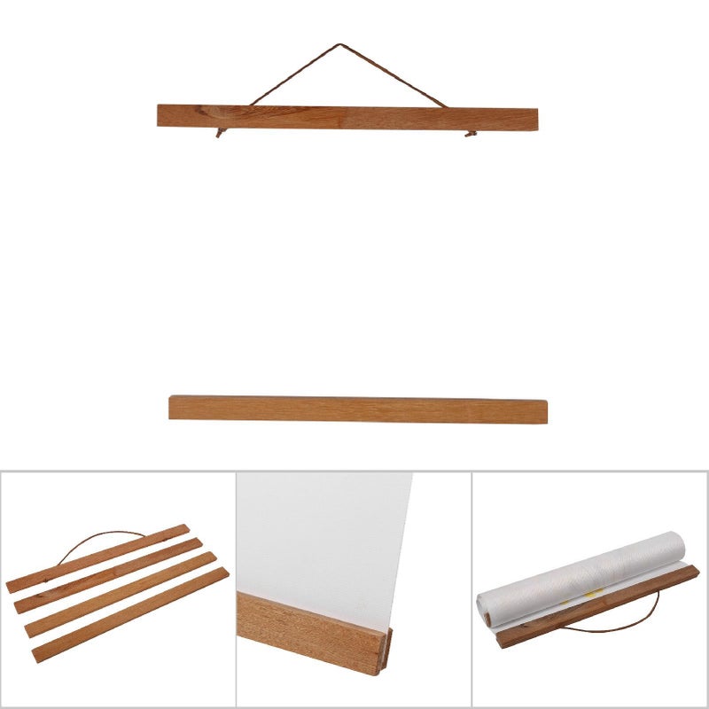 Modern Magnetic Sawdust Photo Frame DIY Poster Scroll Prints Artwork Hanger Teak Wood 50cm - Image 2