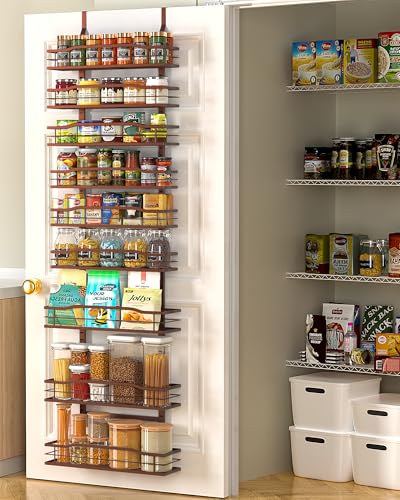 Moforoco Bronze 9-Tier Over The Door Pantry Organizer, Pantry Organization And Storage, Metal Hanging Spice Rack Shelves Door, Home & Kitchen Essentials, Laundry Room Bathroom Organization - Image 1