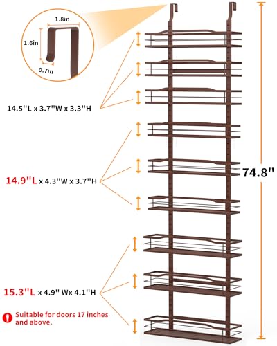 Moforoco Bronze 9-Tier Over The Door Pantry Organizer, Pantry Organization And Storage, Metal Hanging Spice Rack Shelves Door, Home & Kitchen Essentials, Laundry Room Bathroom Organization - Image 4