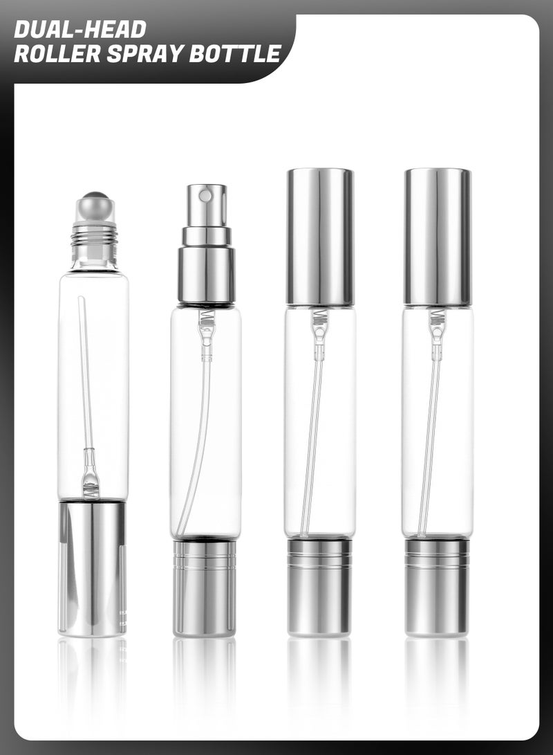 4-Pack Dual-Head Travel Perfume Bottle, Suitable for Travel, Essential Oils, with Transparent Silver Cap - Image 1