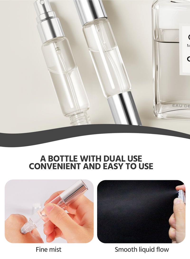 4-Pack Dual-Head Travel Perfume Bottle, Suitable for Travel, Essential Oils, with Transparent Silver Cap - Image 2
