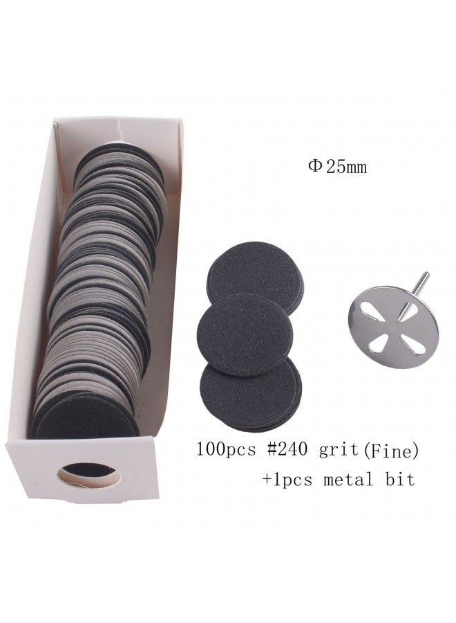 MZCMSL 100pcs Sanding Paper Discs with Metal Nail Drill Bit,25mm Pedicure Sanding Disc Bit for Manicure Pedicure,#240 Grit(Fine) - Image 2