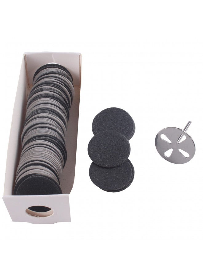 MZCMSL 100pcs Sanding Paper Discs with Metal Nail Drill Bit,25mm Pedicure Sanding Disc Bit for Manicure Pedicure,#240 Grit(Fine) - Image 1