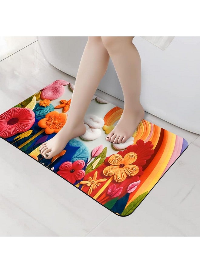 SITTELLA Rubber 1 Piece Anti-Skid Water Soaking 3D Cloud Print Rectangular Bathroom Mat, Water Absorbent Mat (40x60cm) (Cloud Print), Multicolor - Image 1