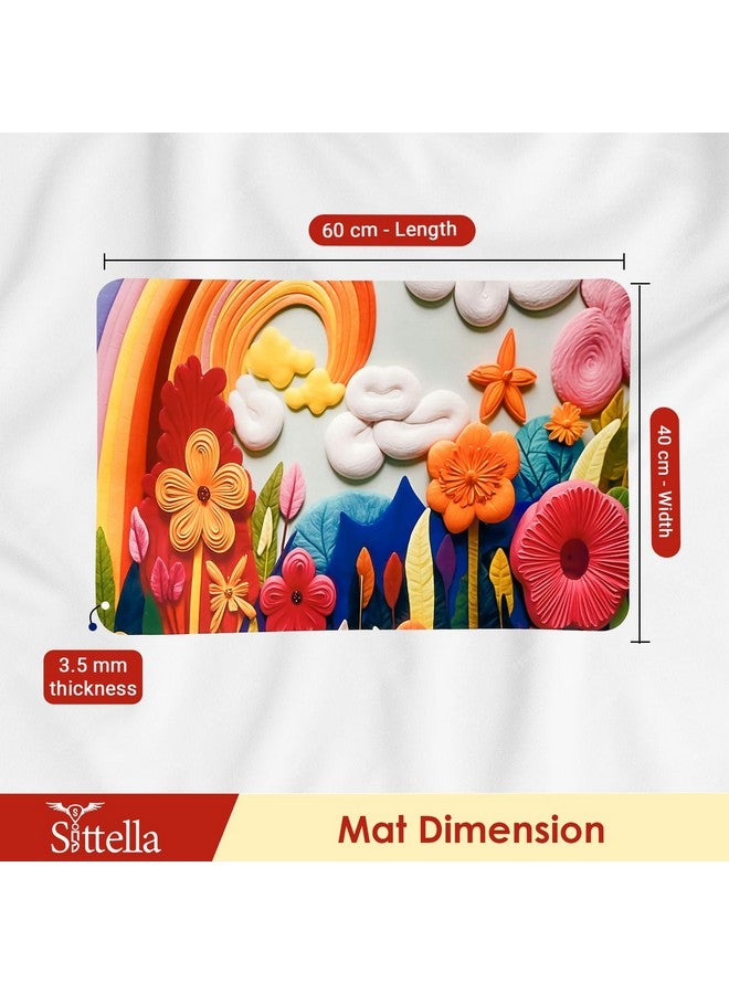 SITTELLA Rubber 1 Piece Anti-Skid Water Soaking 3D Cloud Print Rectangular Bathroom Mat, Water Absorbent Mat (40x60cm) (Cloud Print), Multicolor - Image 2