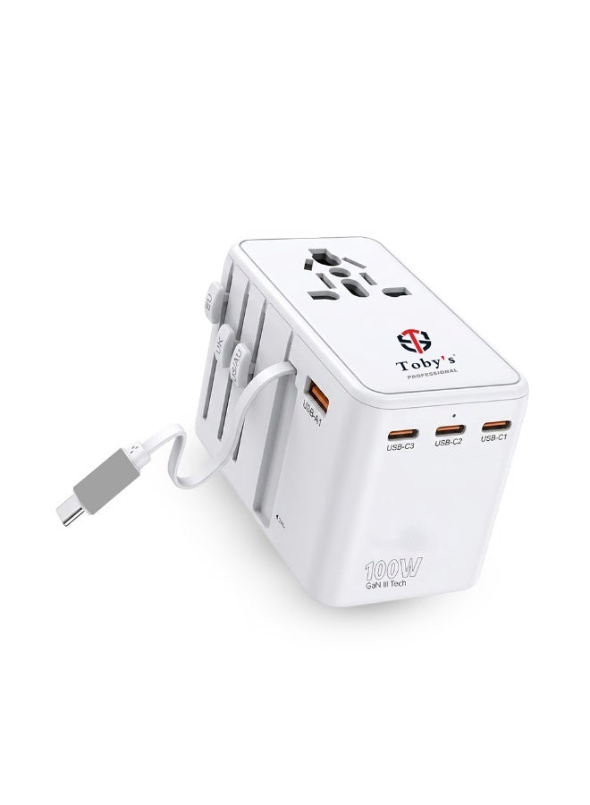 Toby's Toby’s 100W Universal Adapter, Worldwide Travel Plug Adaptor with USB A and 3 USB C Ports, International Travel Adapter for EU, UK, USA, AU, Power Socket Charger for Multi Countries - Image 1