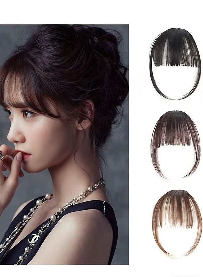 Happy D Natural Synthetic Hair Flat Bangs/Fringe Mini Hair Bangs Fashion one Clip-in Hair Extension(Dark Brown) - Image 2