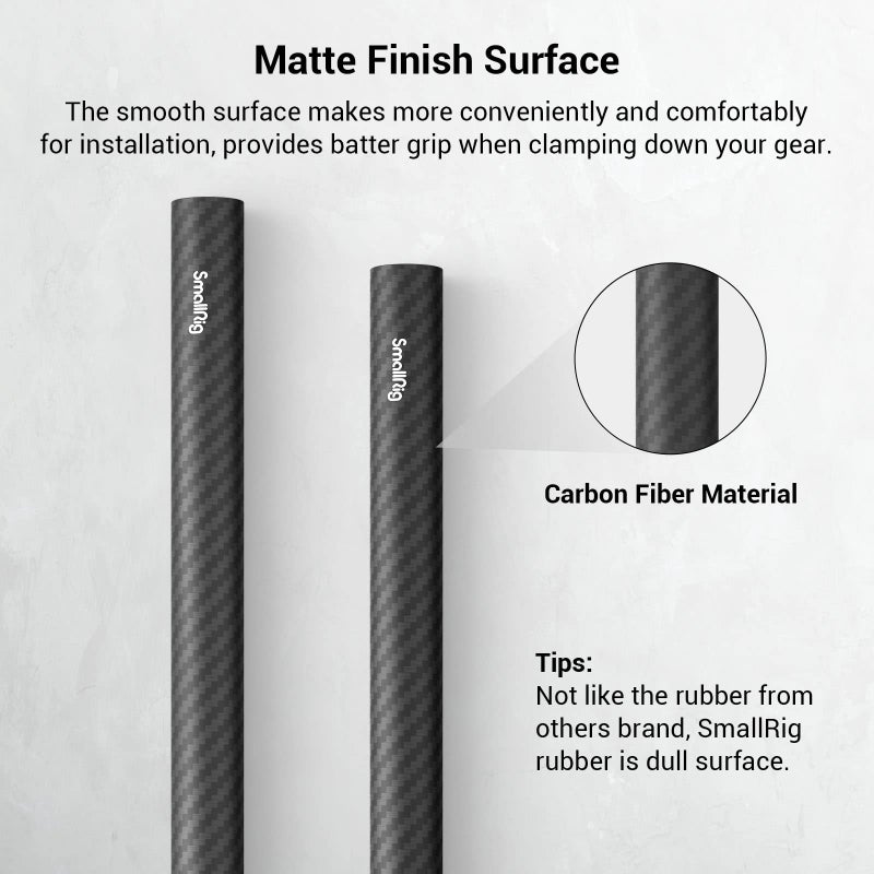 SmallRig 15mm Carbon Fiber Rod for 15mm Rod Support System (Non-Thread), 12 inches Long, Pack of 2-851 - Image 3