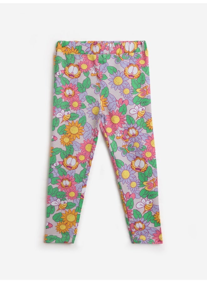 The Souled Store Garfield: Floral T-Shirt & Leggings Set for Kids - Image 2